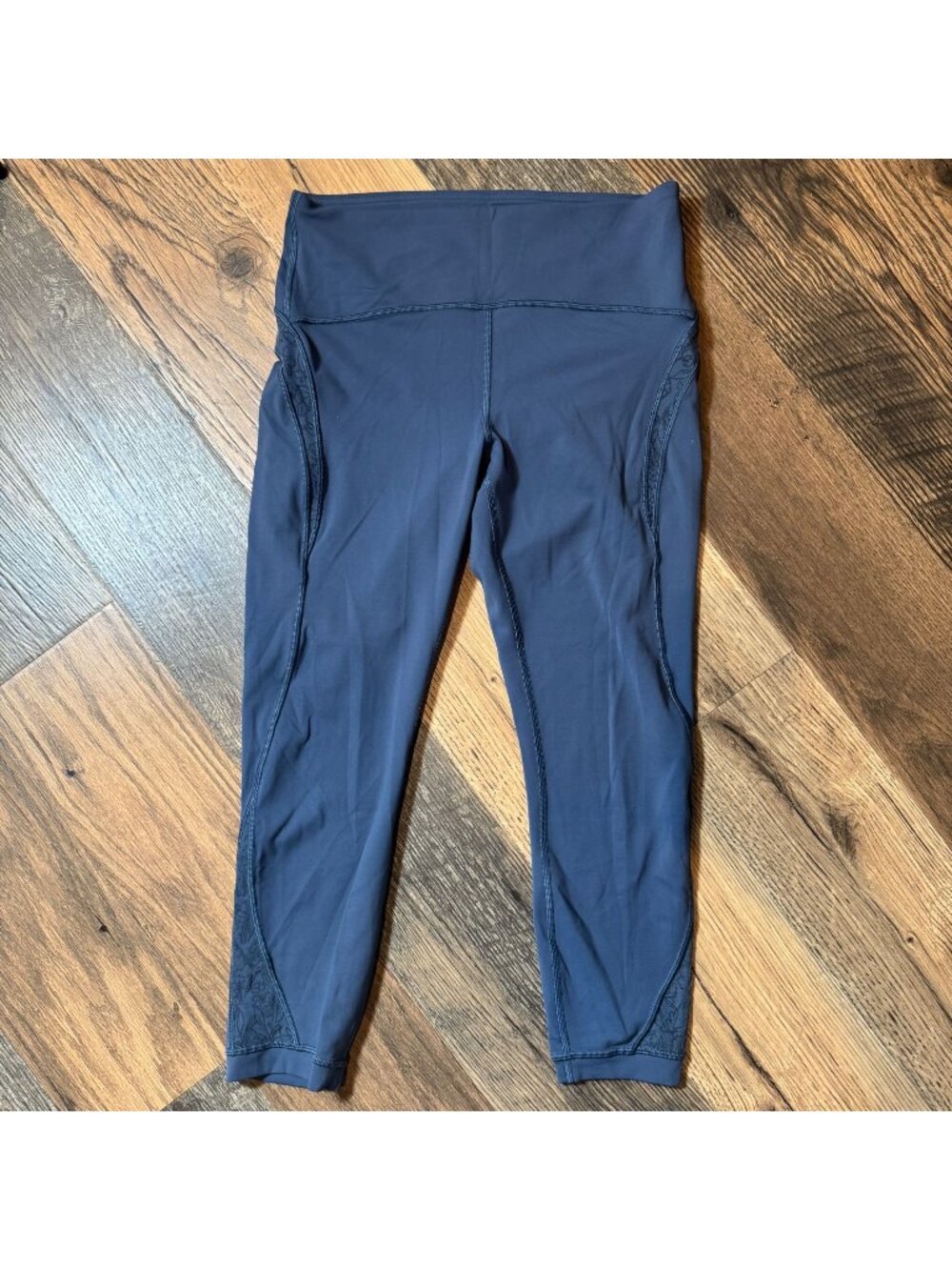 Lululemon Wunder Under Crop High-Rise Flocked Everlux Women's Size 10 Code Blue